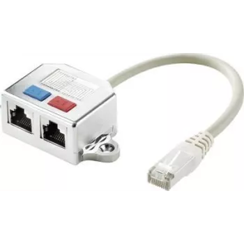 Renkforce RJ45 tinklo T-adapteris CAT 5e [2x RJ45 lizdas - 1x RJ45 kištukas] 15,00 cm metalinis (RF-4538140)