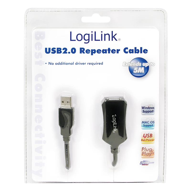 LogiLink USB 2.0 kartotuvinis laidas - 5 m USB A laidas