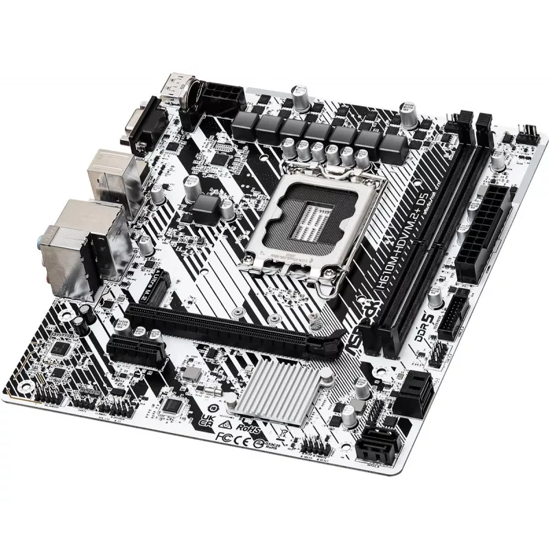 Motininė plokštė ASRock H610M-HDV/M.2+ D5 — Intel H610, LGA 1700, microATX, 2× DDR5 DIMM, M.2, HDMI 2.1, DP 1.4