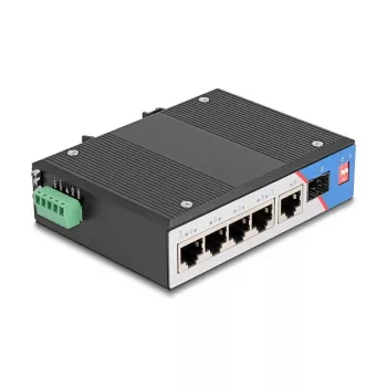 Tinklo jungiklis DELOCK 80164 4 prievadų Gigabit PoE su 1 RJ45 kylančiosios linijos prievadu