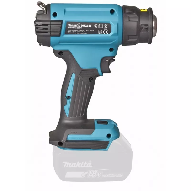 Karšto oro pūtimo pistoletas Makita DHG181ZK – Belaidis – 120–200 l/min – be akumuliatoriaus ir įkroviklio – 18 V