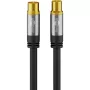 Goobay TV antenos laidas (135 dB tipas), 4 kartus ekranuotas, 2 m, juodas – auksuotas, koaksialinis lizdas > koaksialinis kištukas (70367)
