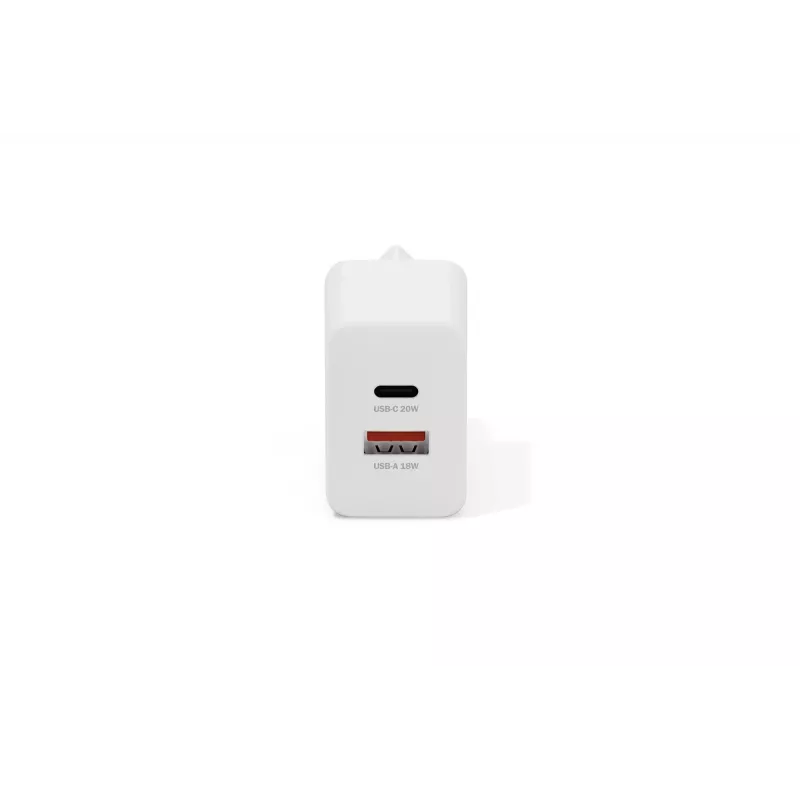 USB-C ir USB-A įkroviklis DIGITUS 20 W, 1x USB-C, 1x USB-A, 100–240 V, baltas