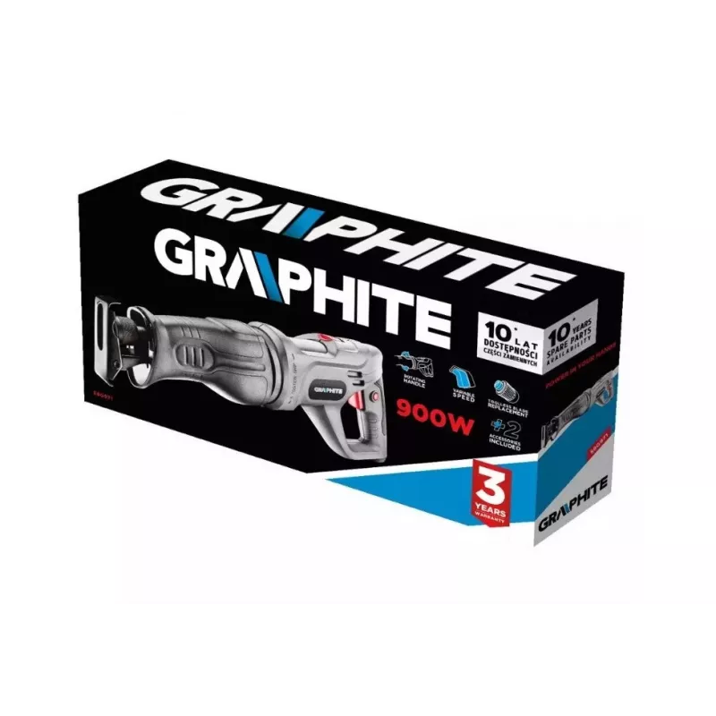 Šablono pjūklas 900W Graphite 20mm eiga, smūgių dažnis 0-2600/min