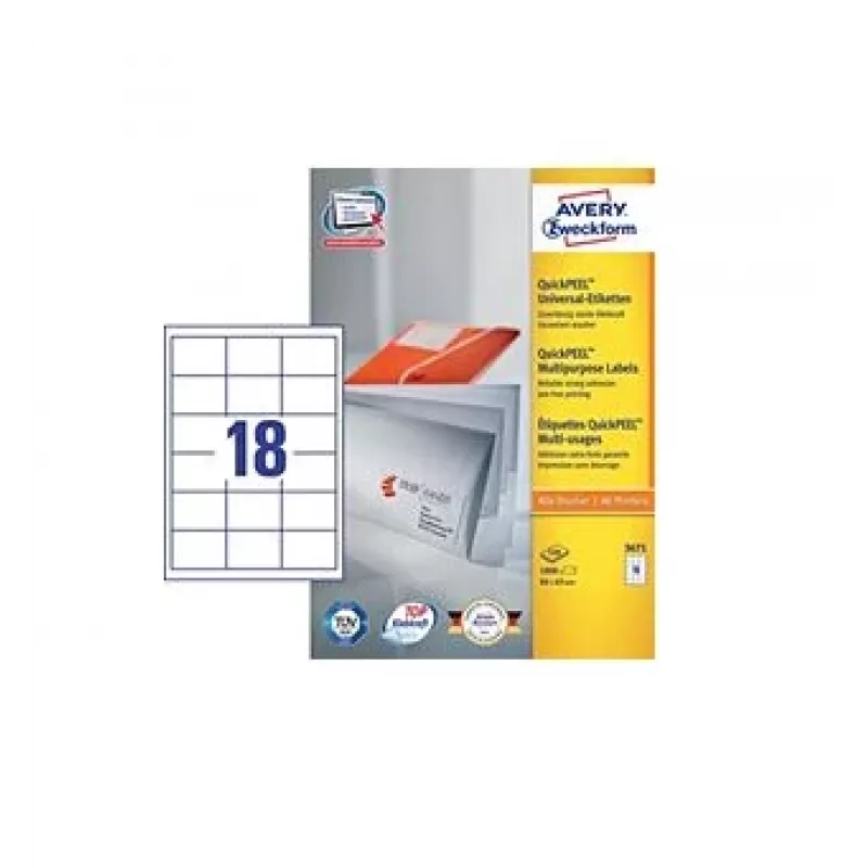 Lipnūs lipdukai Avery 3671, 64 x 45 mm, balti, A4 lapuose