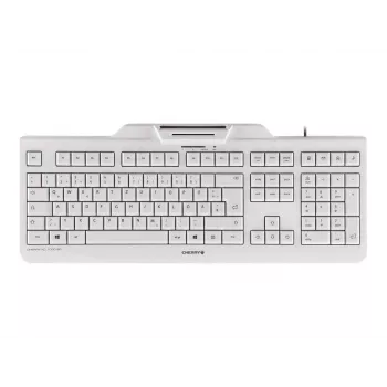 Klaviatūra CHERRY KC 1000 SC, laidi, su išmaniosios kortelės skaitytuvu, šviesiai pilka, USB, QWERTY JK