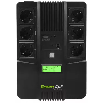 Green Cell AiO 800VA LCD nepertraukiamo maitinimo šaltinis (UPS) Linijinis-interaktyvus 0.8 kVA 480 W 6 kištukiniai lizdai