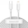Baseus Simple Wisdom duomenų kabelių rinkinys USB-C į Lightning PD 20W (2 vnt./kompl.) 1,5 m Baltas