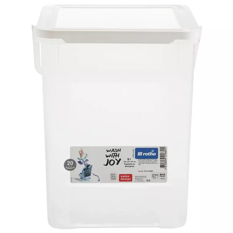 Plastikinis indas skystiems plovikliams Rotho Basic 9 L baltas su dangteliu ir pakabinimo anga