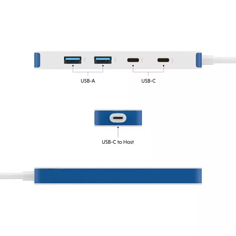 USB-C šakotuvas HYPER HyperDrive Flex HD5200BUGL — 4 prievadai, mėlynas