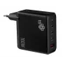 3x USB C + USB A sieninis įkroviklis su Power Delivery, juodas, GaN 100W
