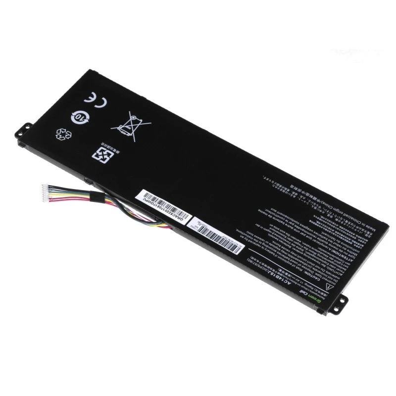 Baterija Green Cell AC52, skirta Acer Aspire E11 ES1-111M ES1-131 E15 ES1-512 Chromebook CB3-111 CB5-311, 11,4V 2200mAh Li-Ion, 3 elementai, juoda
