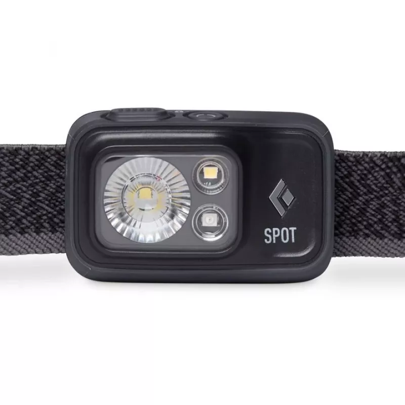 Kaktinė lemputė Black Diamond Spot 400 — 400 lm, LED, IPX8 vandeniui atspari, AAA baterijos, spindulys 12–100 m, juoda