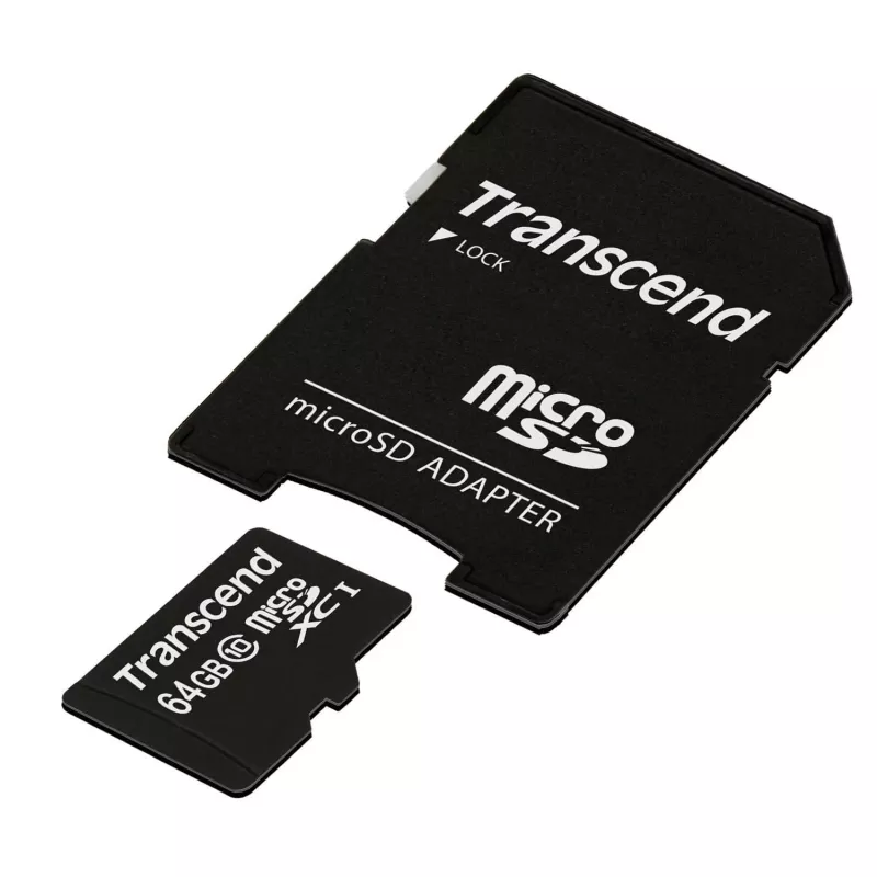 Flash atminties kortelė Transcend 64GB MicroSDXC Class 10 su adapteriu