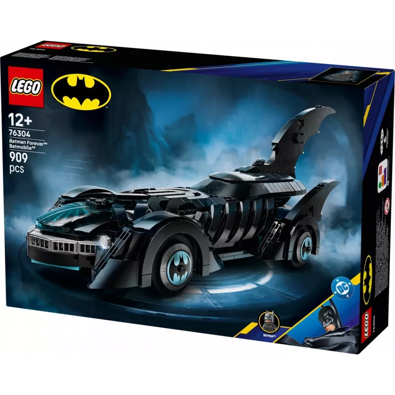 LEGO konstruktorius DC Super Heroes Betmobiliui iš filmo „Betmenas amžiams“ 76304 — 909 dalių, 1 minifigūrėlė, rekomenduojamas amžius 12+