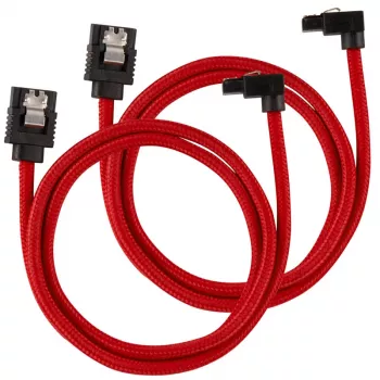 Corsair Premium Sleeved SATA kabelis, kampuotas, raudonas, 60 cm – 2 vnt. pakuotė