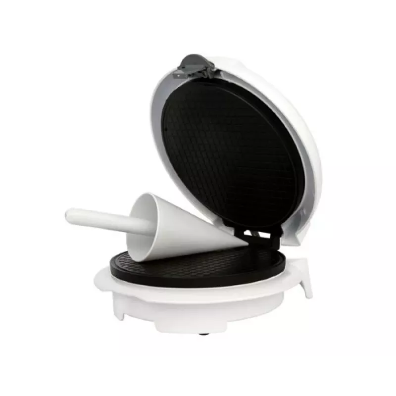 Vaflinė Adler AD 3038 – vienas apvalus vaflis, 1500 W, reguliuojamas termostatas, nelipnios plokštės, pilka/balta