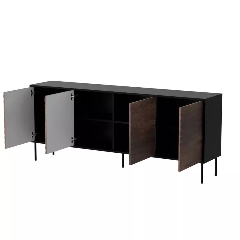 Cama 4D CORTINA komoda 200x40x81 juodas/riešutas