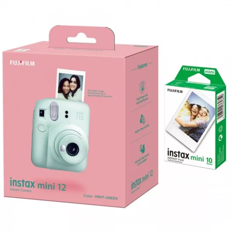 Momentinė kamera Fujifilm Instax Mini 12 Mėtų Žalia su 10 lapų momentinės juostos paketu