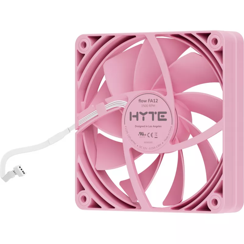 Kompiuterio aušinimo ventiliatorius HYTE FA12-SM-4 120 mm, 1500 RPM, 72 m³/h, 1.6 mmH2O, FDB, rožinis, 4 vnt.