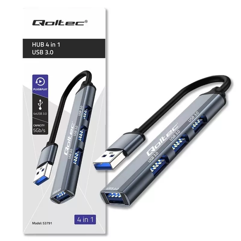 USB 3.0 4-in-1 HUB adapteris, 4x USB 3.0