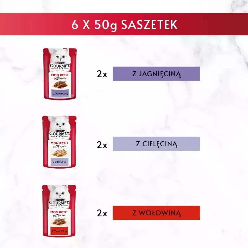 GOURMET Mon Petit Meat Mix šlapias kačių ėdalas 6 x 50 g
