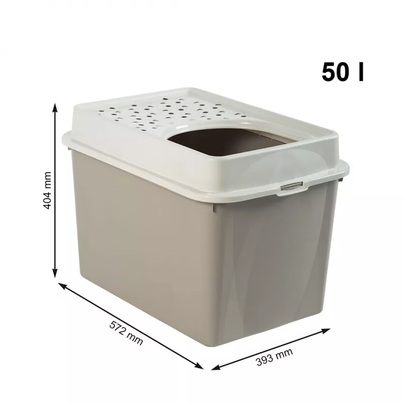 rotho Berty Eco Cappuccino katės kraiko dėžė – technopolimeras, 50 L, 572×393×404 mm, be BPA, 1 kg