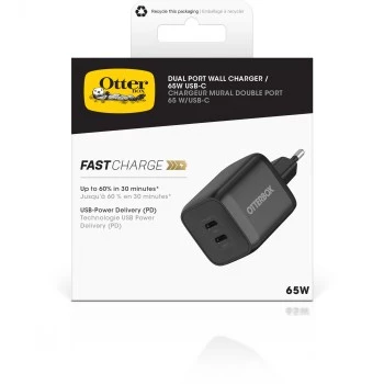 Otterbox Standartinis sieninis EU įkroviklis 65W – 1x USB-C 45W + 1x USB-C 20W USB-PD