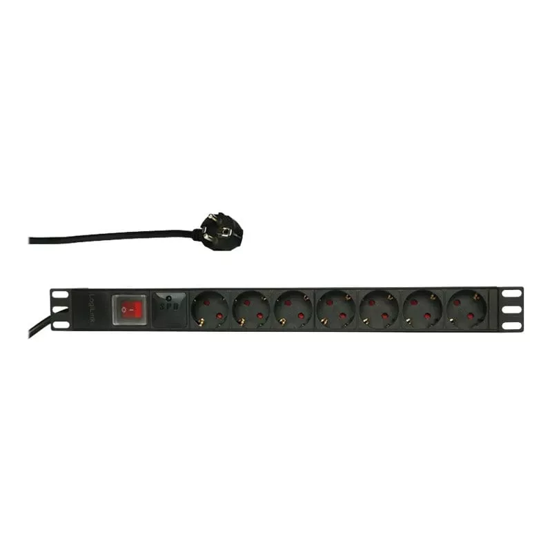 Apsauginis įtampos filtras LogiLink PDU7C01 juodas 7 kištukiniai lizdai 230 V 2 m