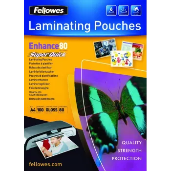 Fellowes SuperQuick A4 blizgus laminavimo maišelis 80 mikronų