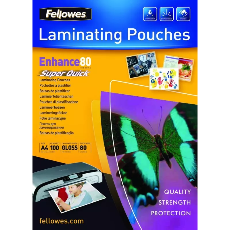 Fellowes SuperQuick A4 blizgus laminavimo maišelis 80 mikronų