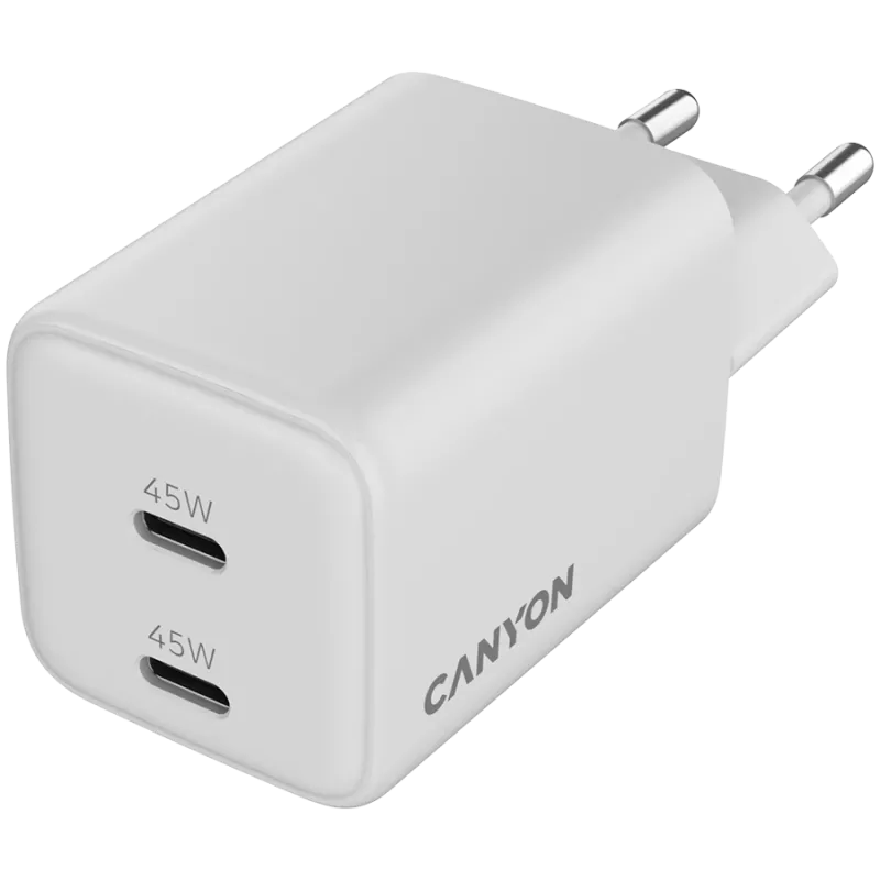 Canyon CU45CC GaN 45 W kroviklis su 2 PD išėjimais, baltas (CNS-CUW45CC)