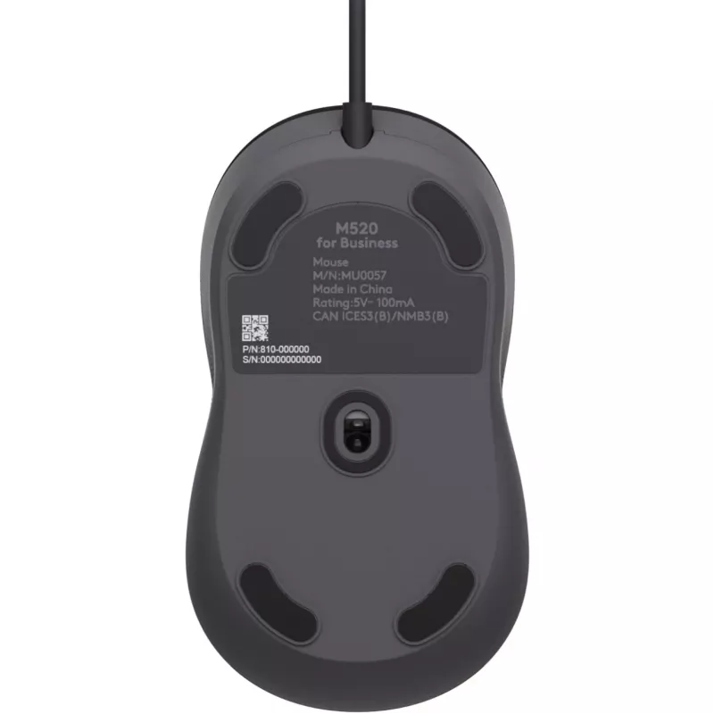 Logitech Signature Wired M520 versijai skirta laidinė optinė pelė USB-C Plug-and-Play Windows/Mac/Chrome/PC/nešiojamiesiems kompiuteriams - grafito spalva
