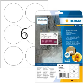 Lipnūs etiketės spausdintuvui HERMA Signs A4 Ø 85 mm