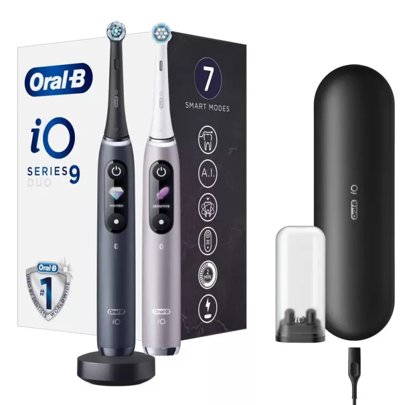 Dantų šepetėlis Oral-B iO Series 9 Duo 2 vnt. Black Onyx/Rose Quartz
