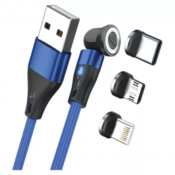 USB laidas RealPower MagneticCharge3 1 m USB A mėlynas greitas įkrovimas duomenų perdavimas