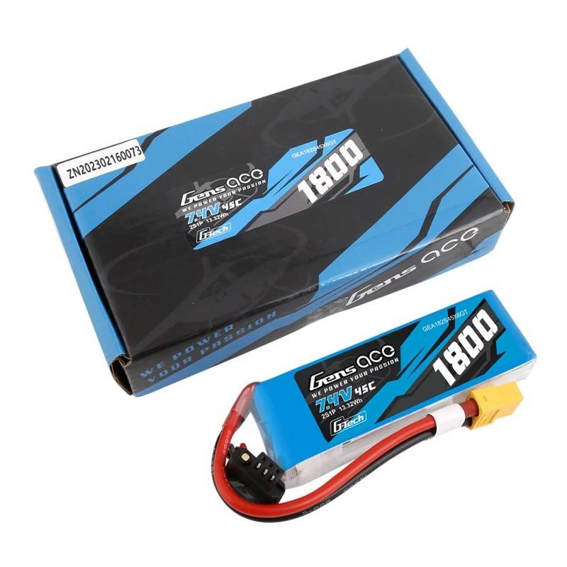 GensAce G-Tech LiPo 1800mAh 7.4V 45C 2S1P XT60 akumuliatorius