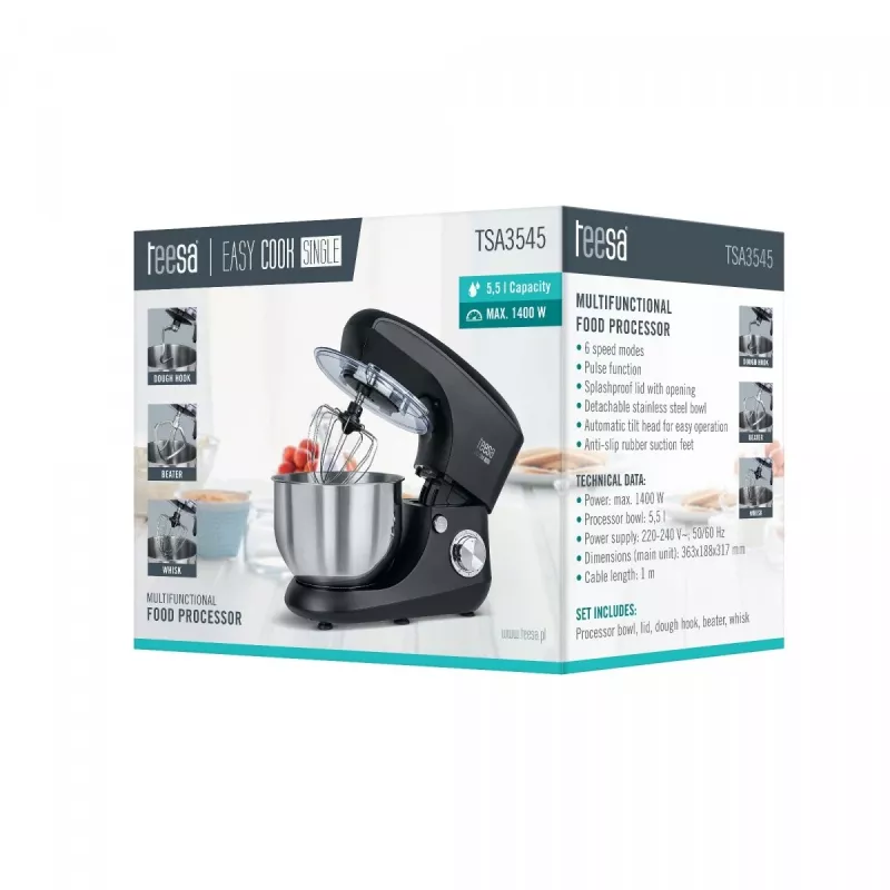 Virtuvinis kombainas TEESA EASY COOK Single Black TSA3545-B 1000 W 4 L