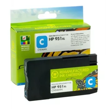 Suderinama su Hewlett-Packard 951XL (CN046AE) statinės kontrolės kasetė, nauja lusta, žydra, 1500 psl.