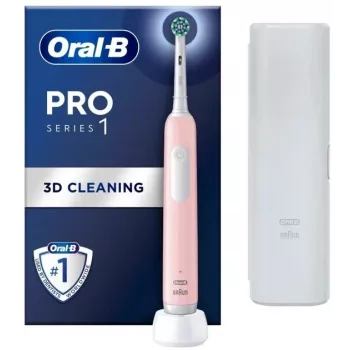 Elektrinis dantų šepetėlis Oral-B Pro Series 1 rožinis – įkraunamas, 3D valymo veiksmas