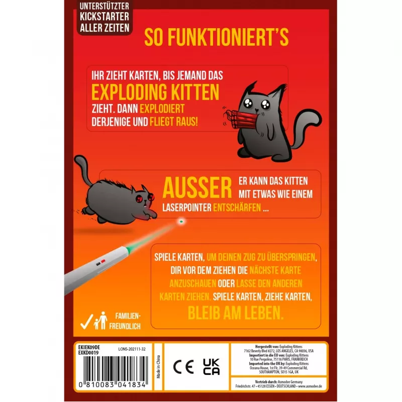 Exploding Kittens – 2 žaidėjų leidimas, kortų žaidimas