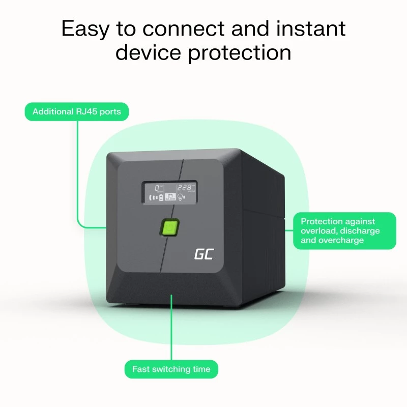 Green Cell UPSLP700 nepertraukiamo maitinimo šaltinis (UPS) Line-Interactive 1 kVA 700 W 4 kištukiniai lizdai