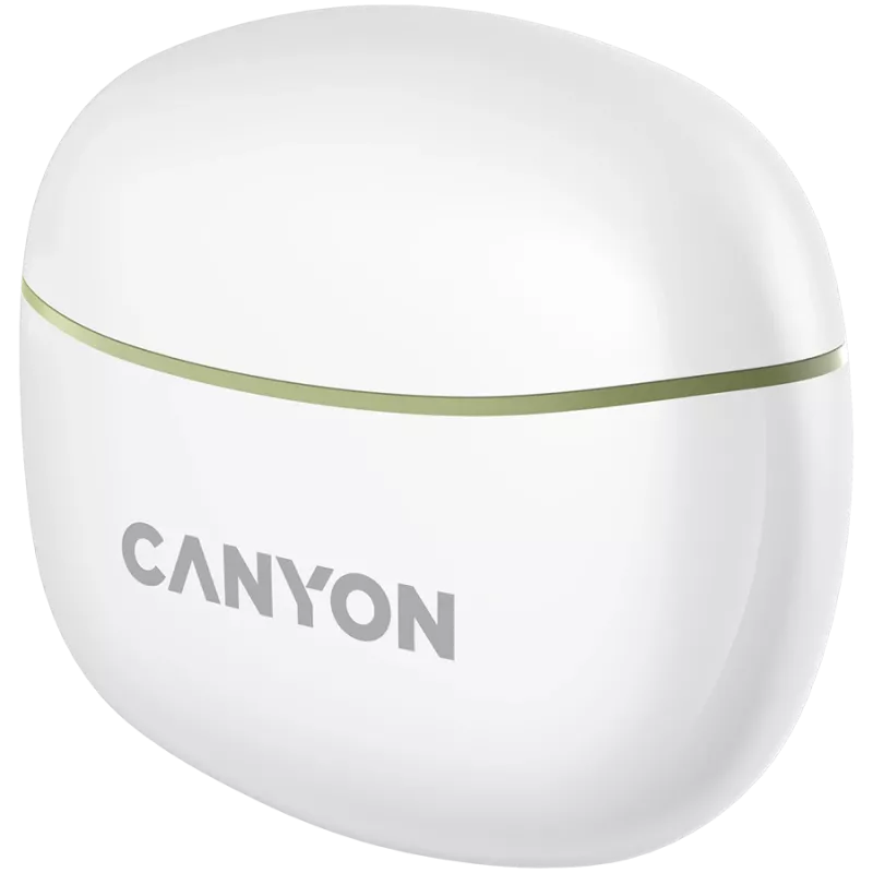 CANYON TWS-5 belaidės ausinės (į ausis), žalios, Bluetooth 5.3, liečiamas valdymas, USB-C įkrovimas