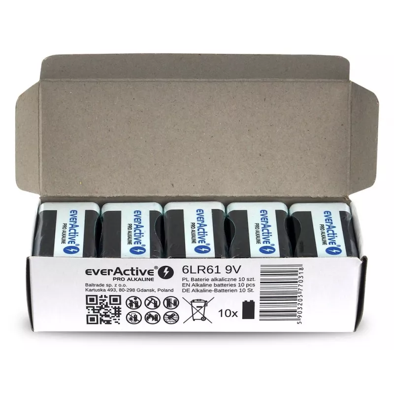 Baterija šarminė EverActive Pro Alkaline 6LR61 9V