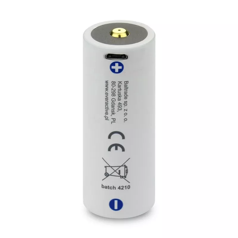 Įkraunama baterija everActive EV26650-52M 3,7V 5200mAh su Micro USB įkrovimu
