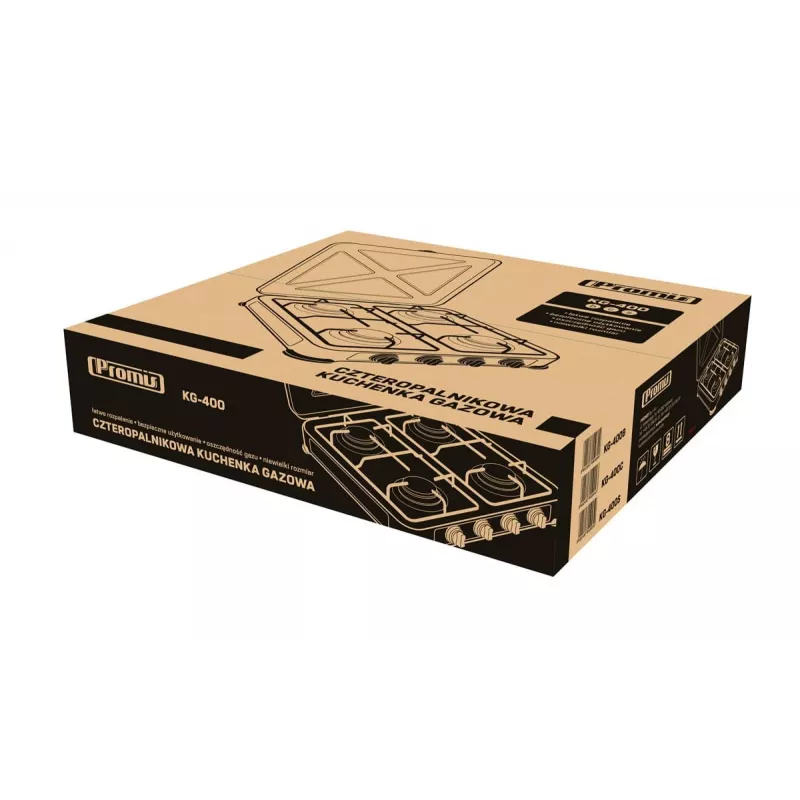 PROMIS KG400 dujinė viryklė su 4 degikliais, sidabrinė