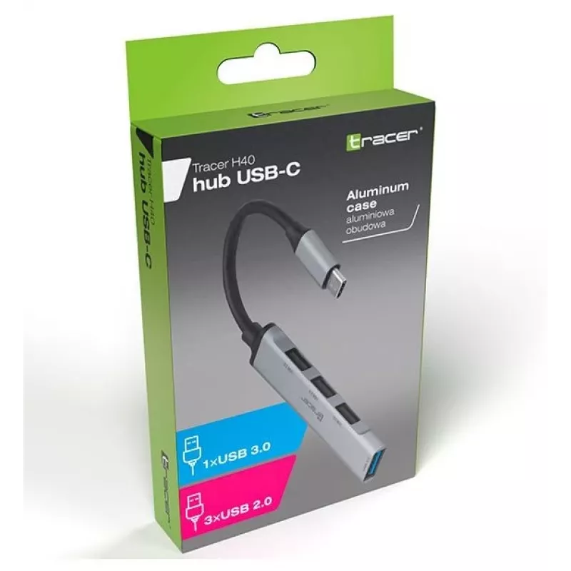 Tracer H40 USB Type-C aliuminio USB 3.0/2.0 šakotuvas