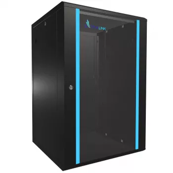 Sieninis stovas Extralink Rackmount 18U 600x600 juodas su rakinamu stiklu