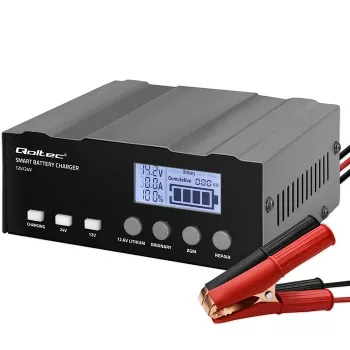 Baterijų įkroviklis QOLTEC 52491 mikroprocesorinis 12V/12,6V/24V su LCD