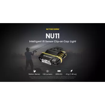 Nitecore NU11 Antgalvinis žibintuvėlis — 150 lm, IPX5, įkraunamas per USB, 41 g, geltona/juoda